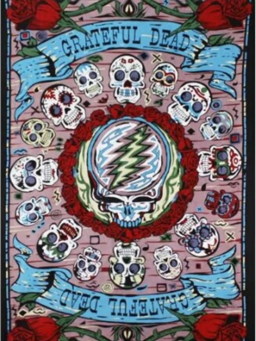 Grateful Dead 3D Mexicali Skulls Tapestry ~ Corner Loops ~ 60" x 90" ~Brand New!